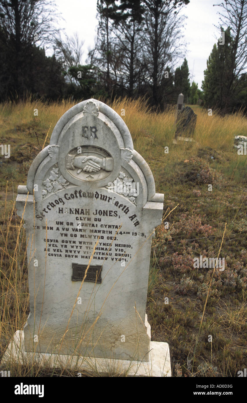 Grave of one of original Welsh settlers in Patagonia, Trelew, Argentina Stock Photo