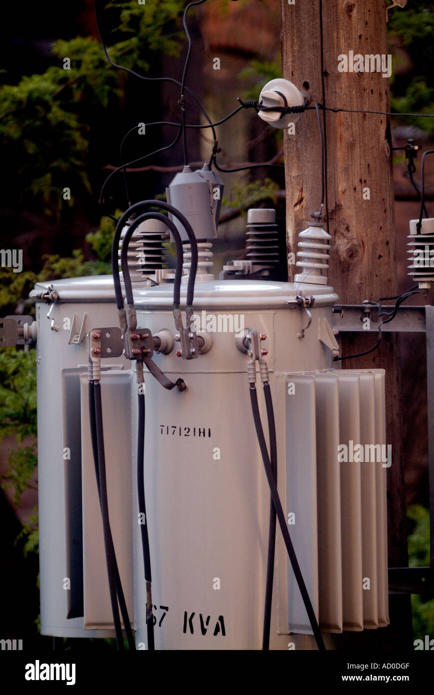 Electric Transformer on Utility Pole Stock Photo - Alamy