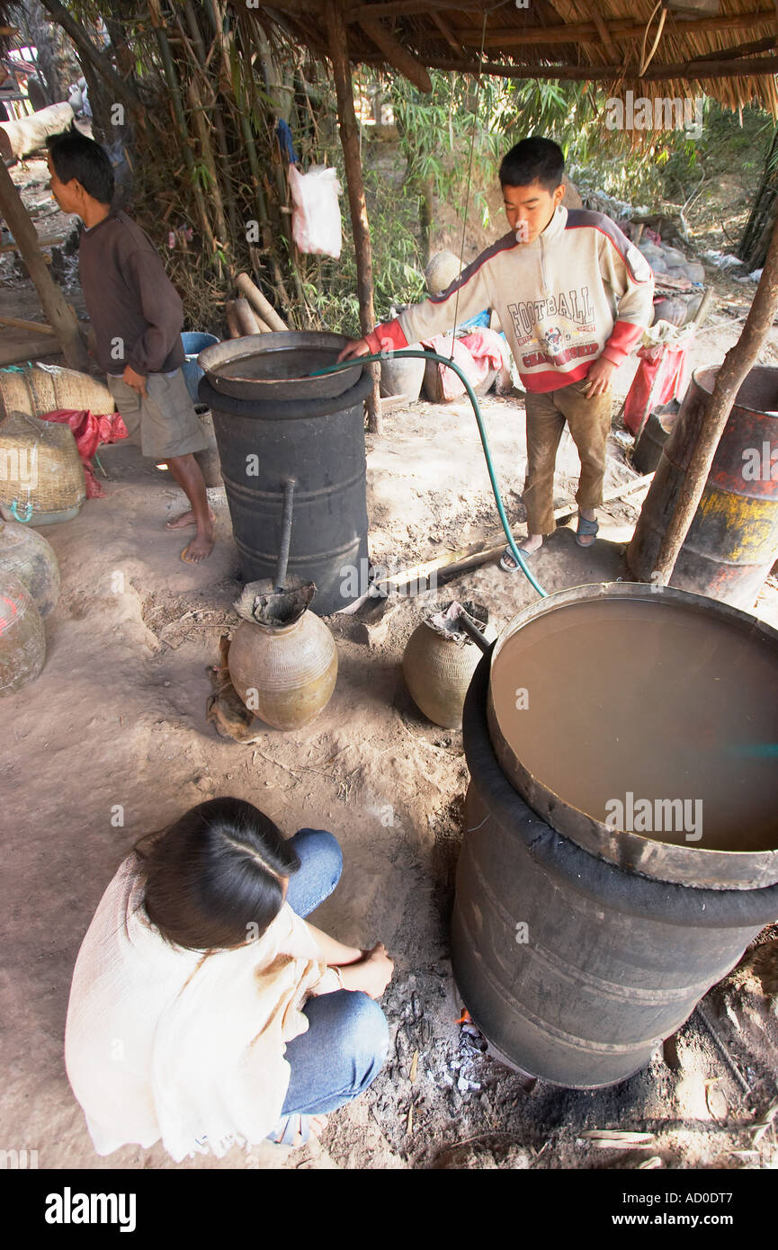 Villagers Producing Rice Liquor Stock Photo Alamy