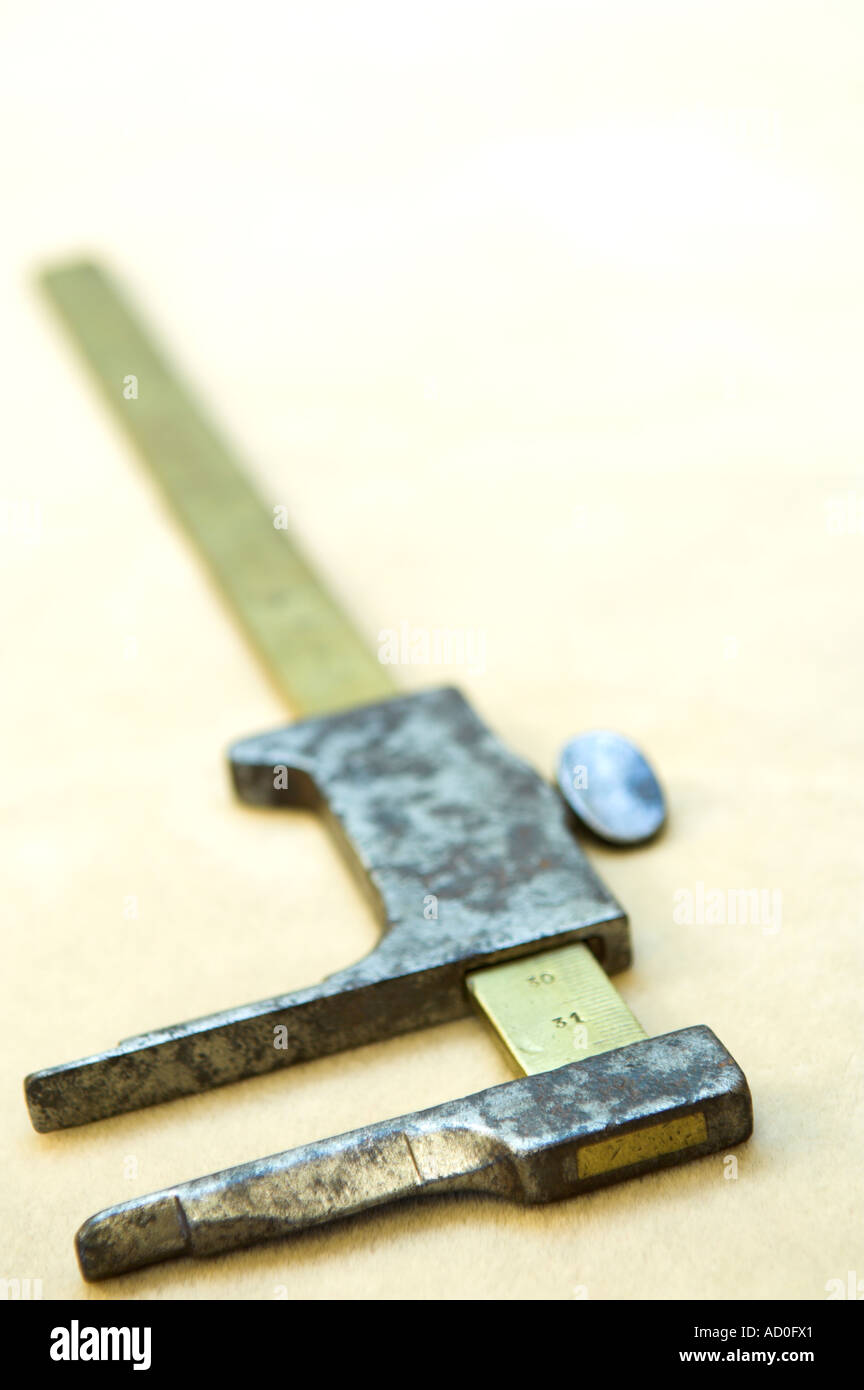 Antique pair of measuring calipers Stock Photo Alamy