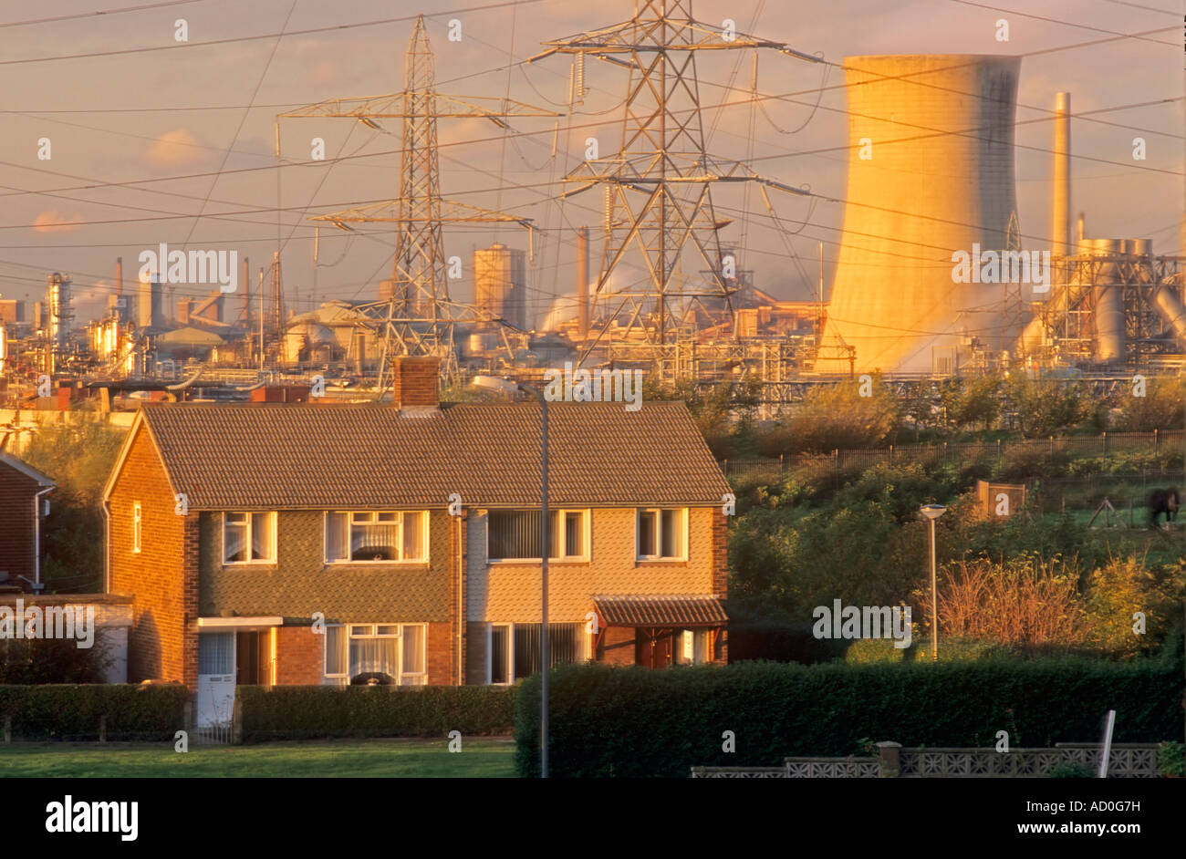 Industrial pollution, residential area, Middlesbrough, England, UK Stock Photo