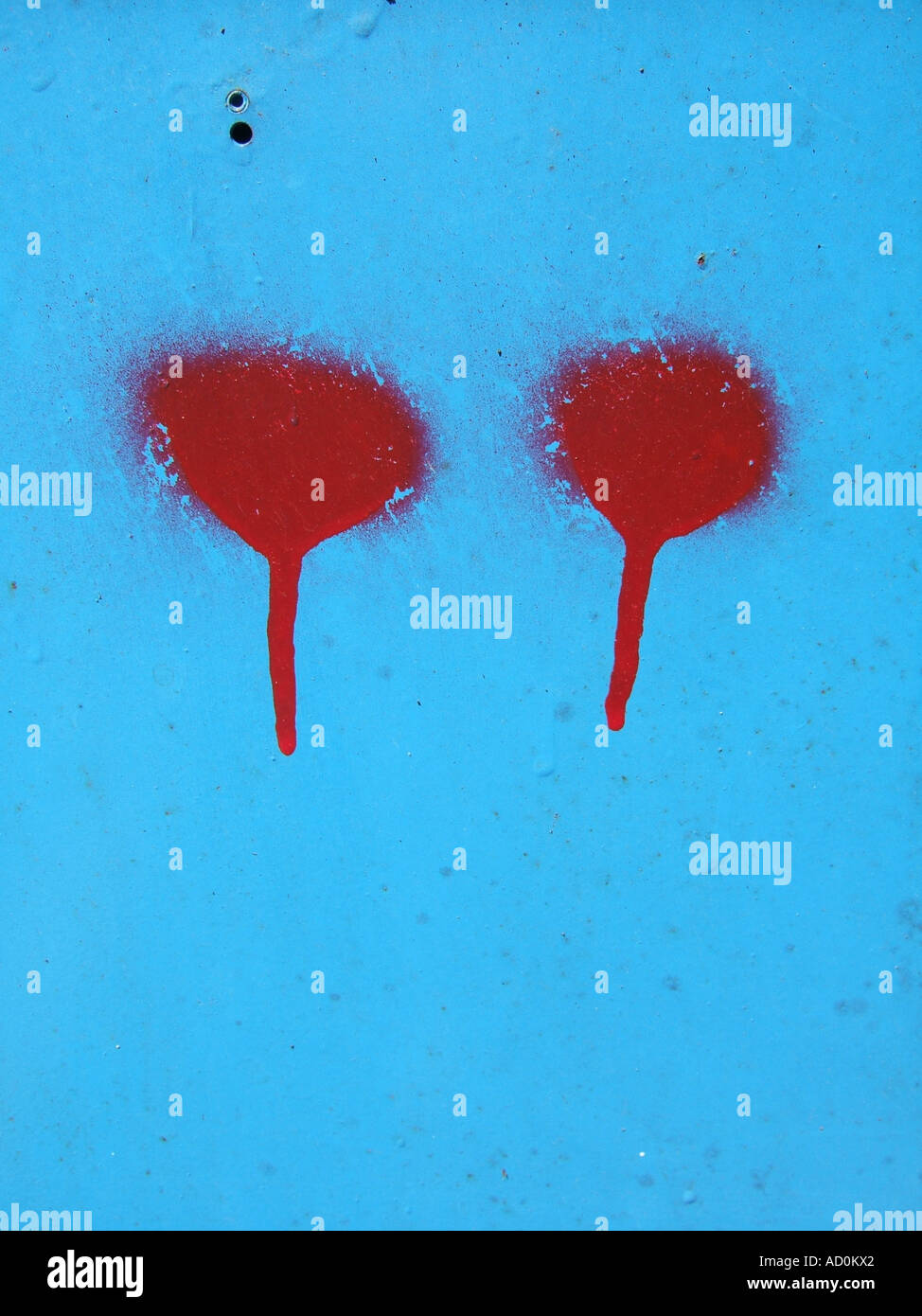 two red wet paint spots Stock Photo Alamy