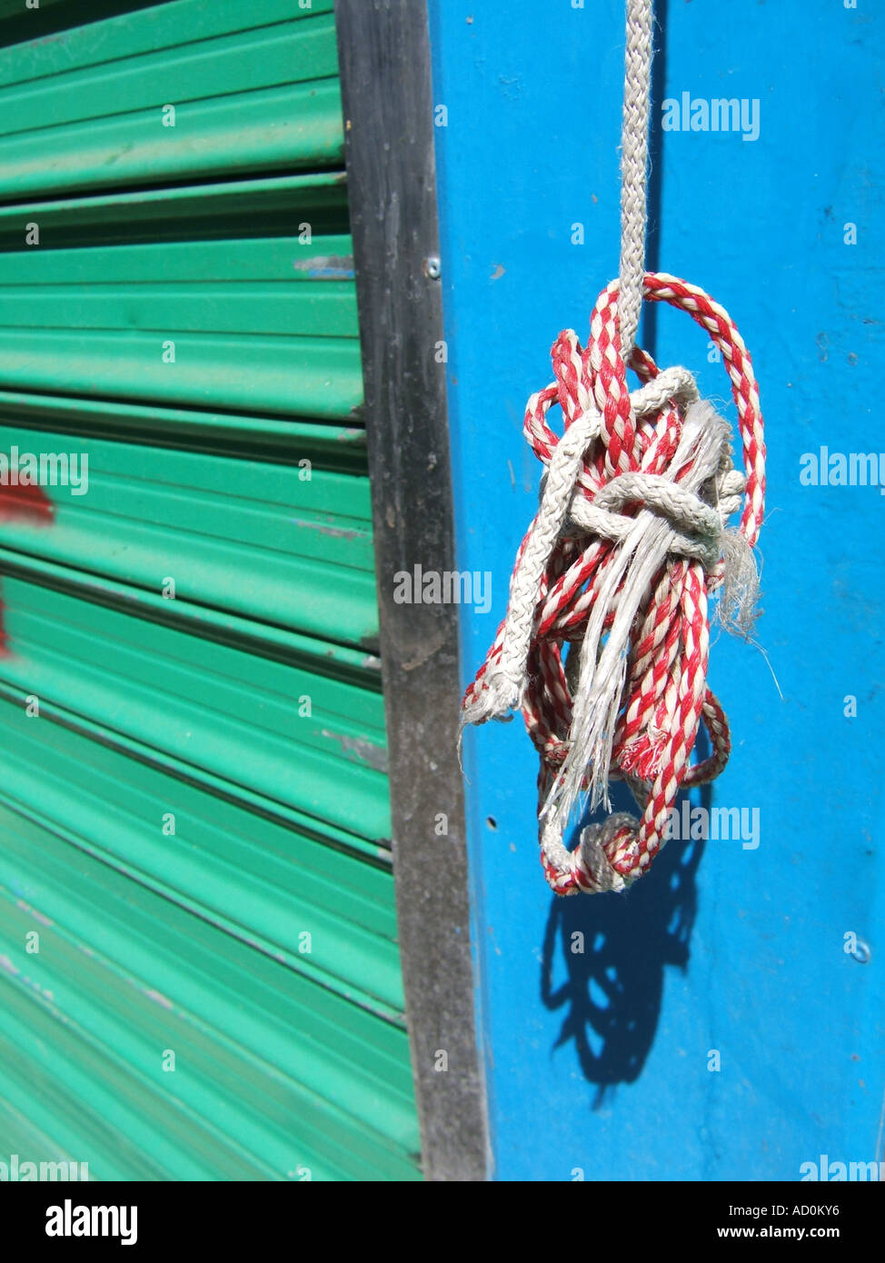 rope and closed market stall stand Stock Photo - Alamy