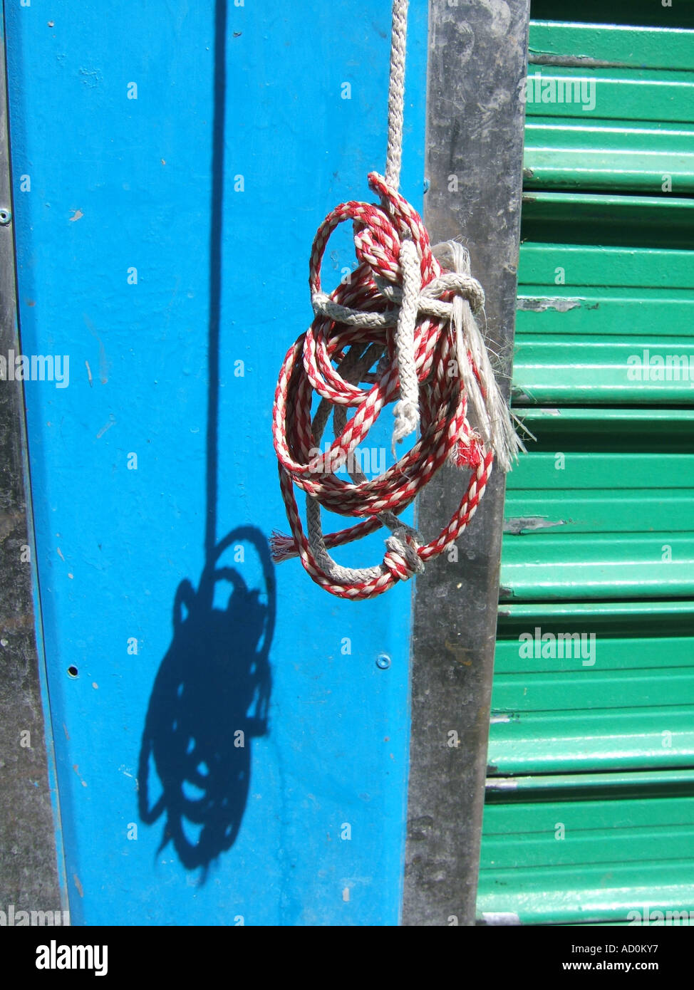 rope and closed market stall stand Stock Photo - Alamy