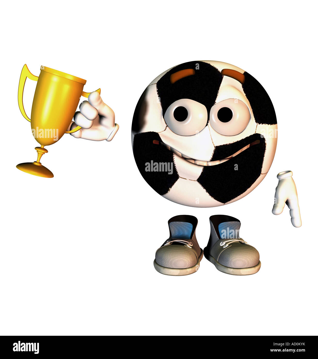 Football with face and emotions in cartoon style as symbol symbol for