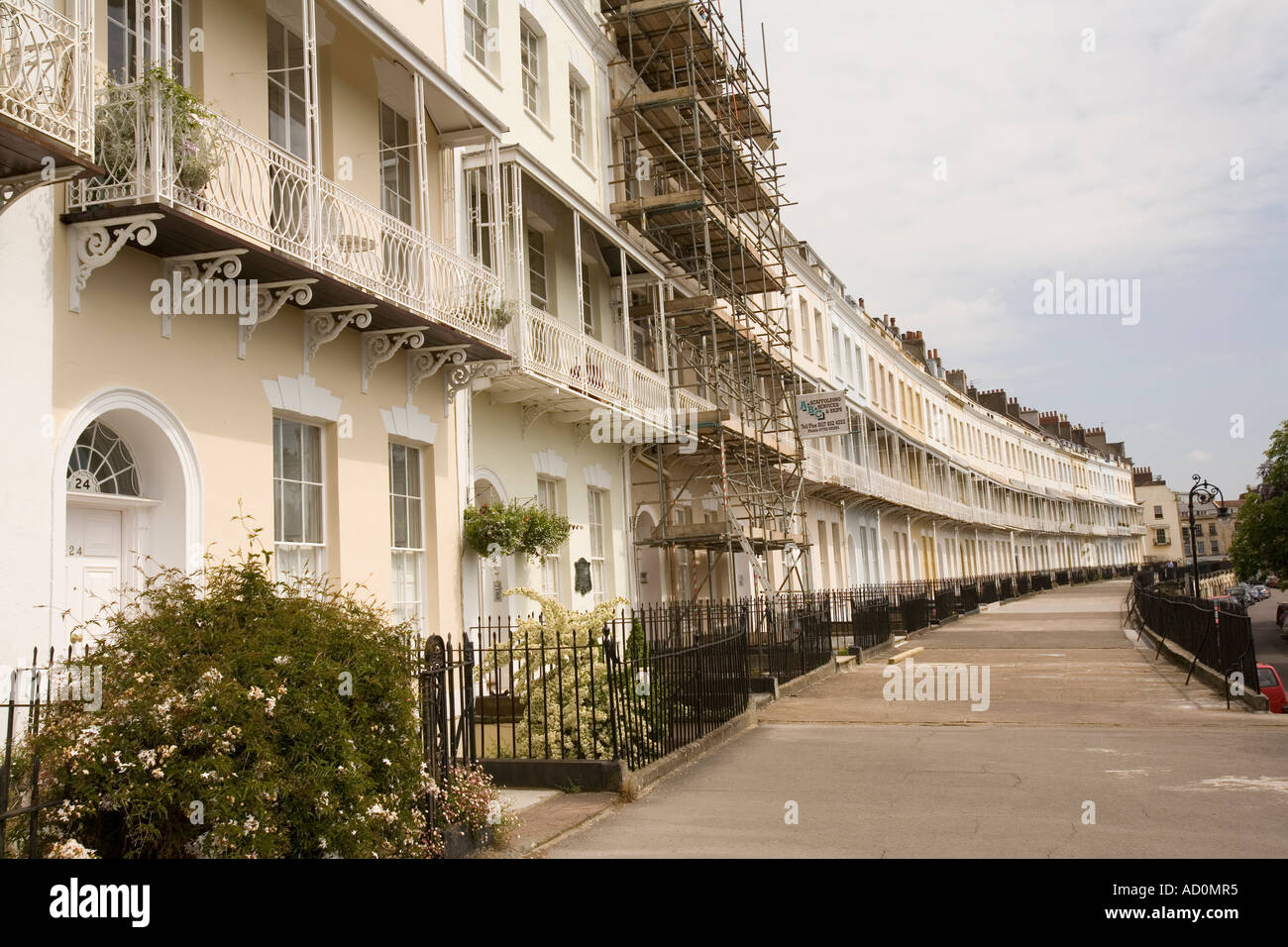 England Bristol Clifton Royal York Crescent scaffolding on terrace of