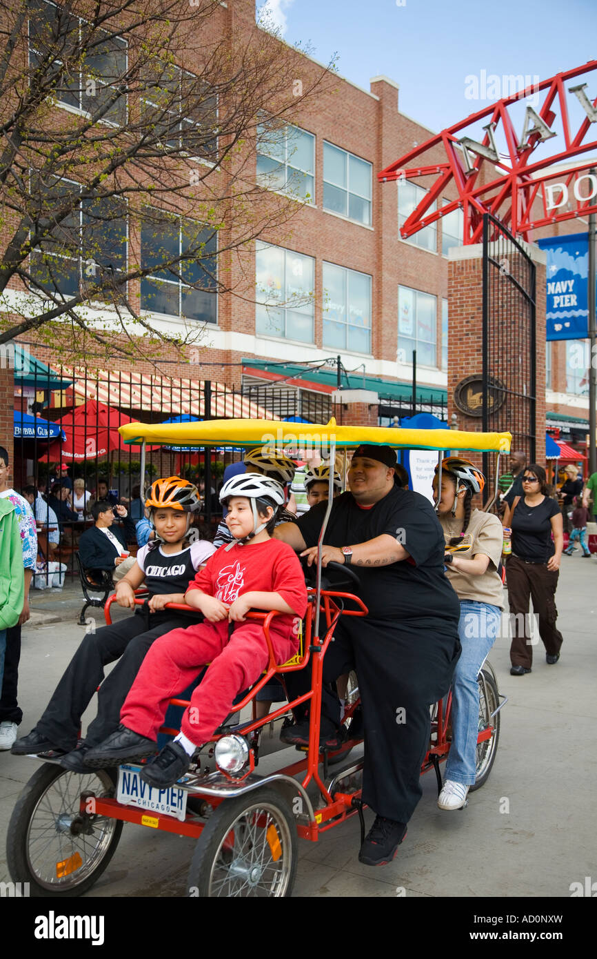 CHICAGO Illinois Family ride pedal bicycle from Navy Pier safety