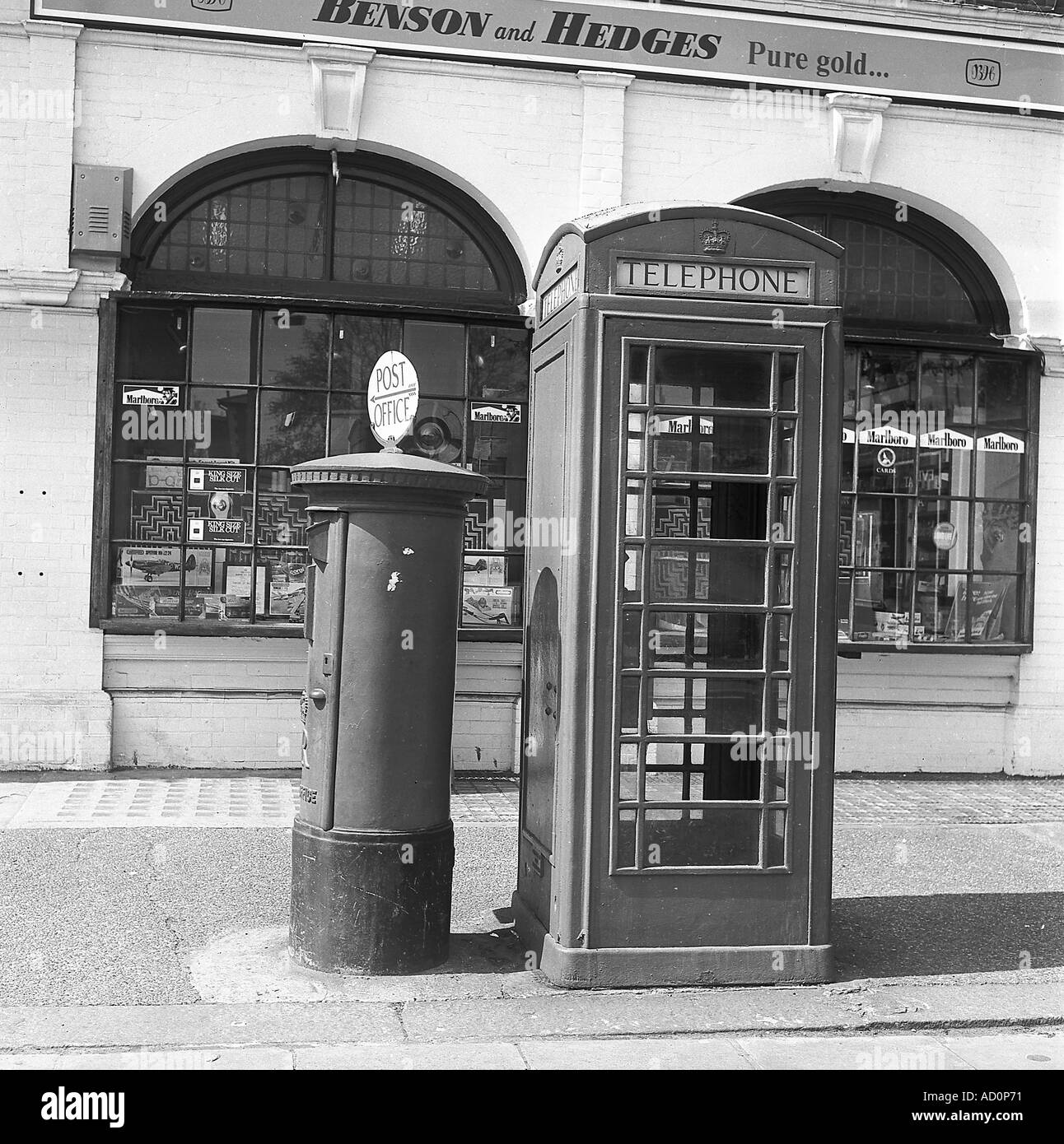Phone Box and Royal Mail Letter Box. Photo John Gay, London, England, mid 20th century. Stock Photo