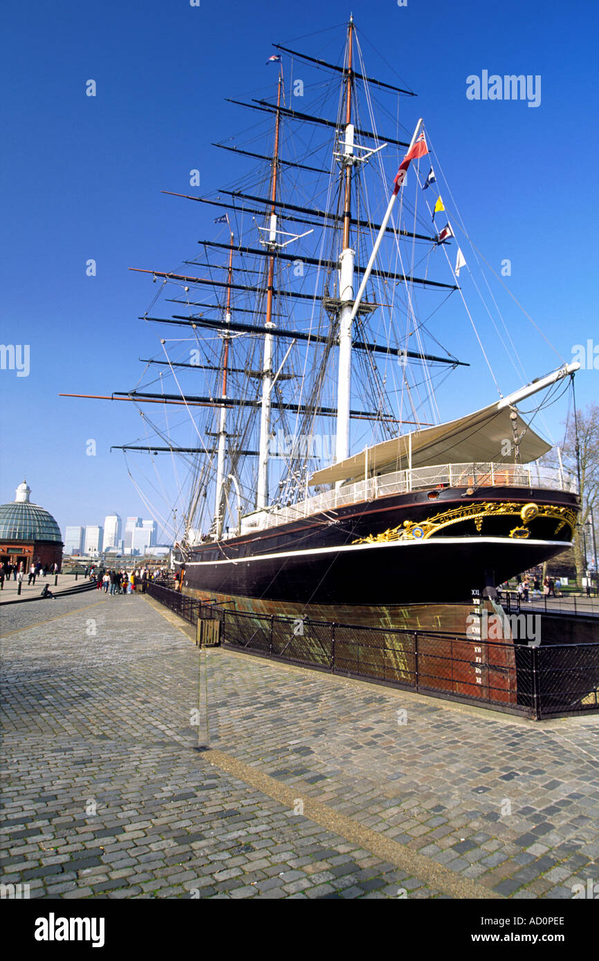 The historic Cutty Sark tea clipper on display in Greenwich, London. Stock Photo