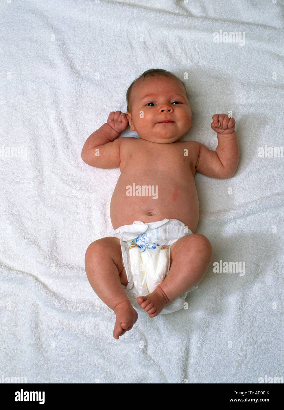 Baby Girl Wearing Disposable Nappy Stock Photo Alamy