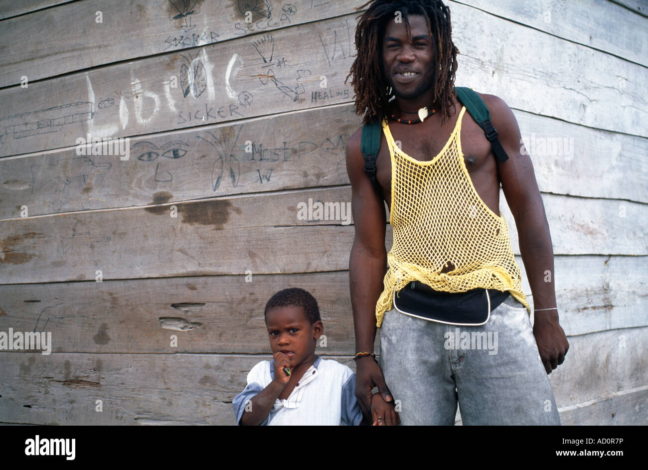 Dennery St Lucia Father And Son Stock Photo Alamy
