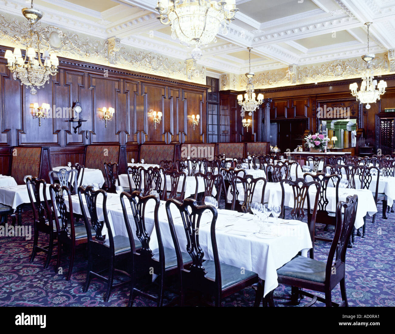 Interior of the Victorian-era 'Simpsons in the Strand' reastaurant in London. Stock Photo