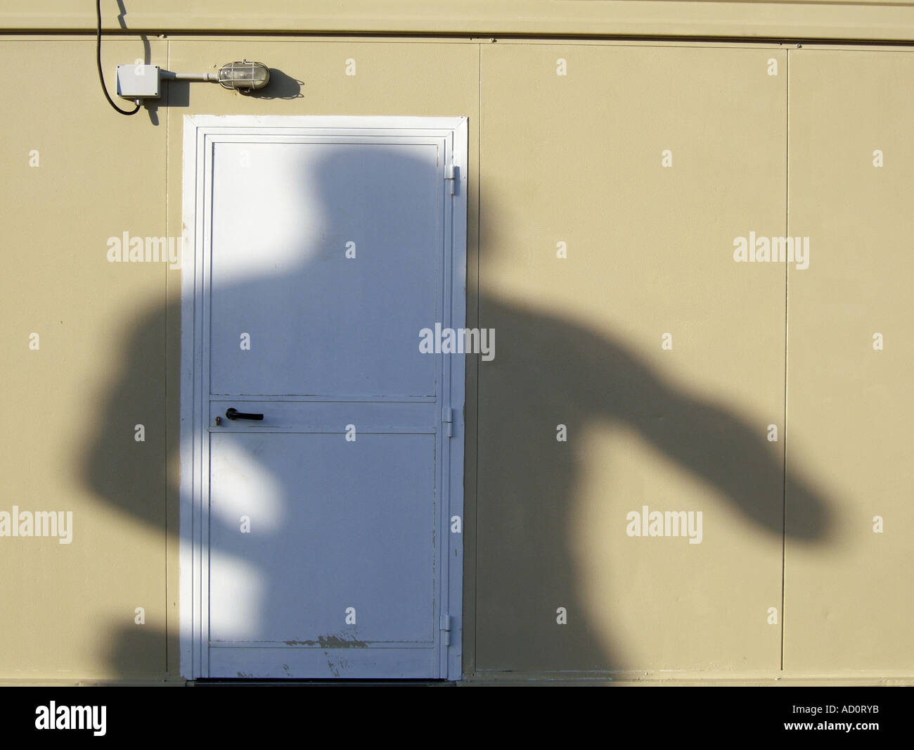 statue's shadow on cabin Stock Photo Alamy
