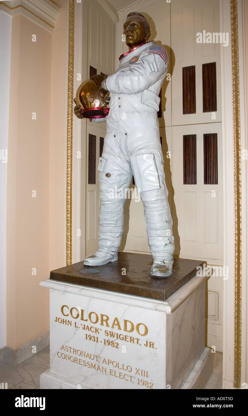 Lifesize statue of astronaut and congressman John Swigert in US Capitol Stock Photo