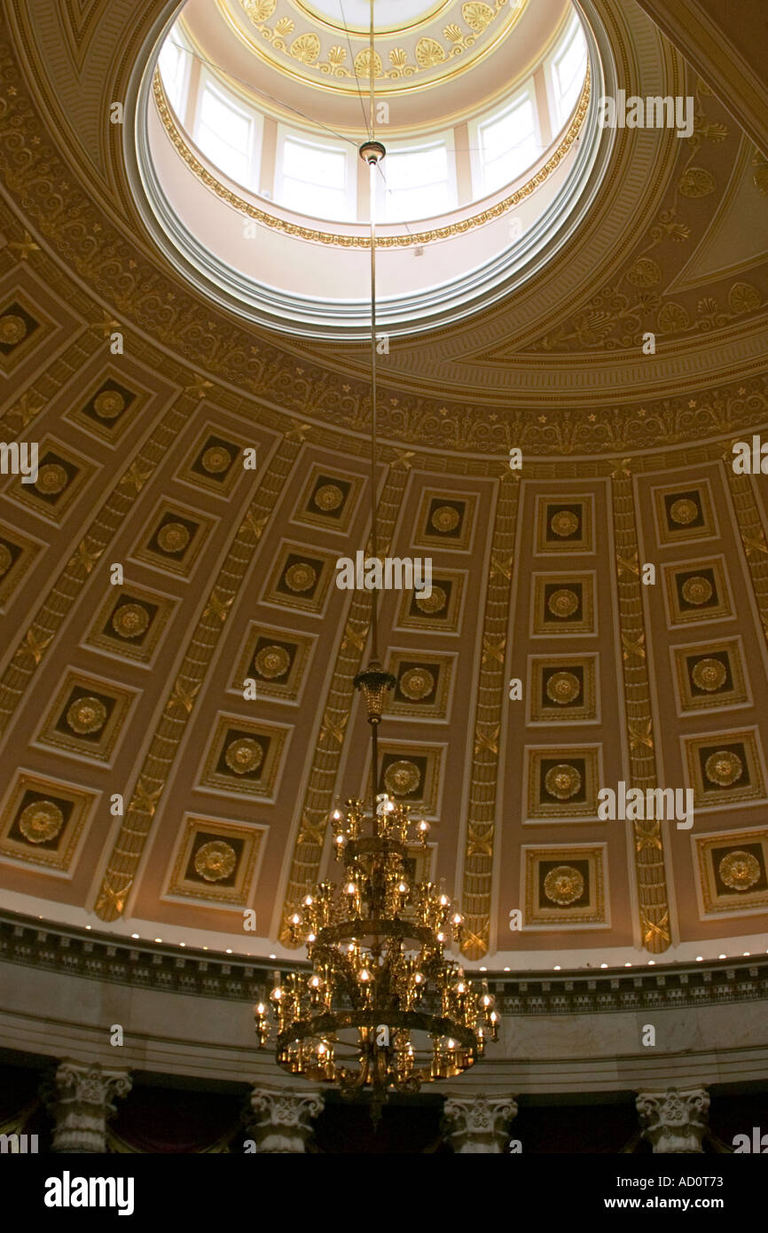 Dome and Chandelier National Statuary Hall US Capitol Building Washington DC Stock Photo