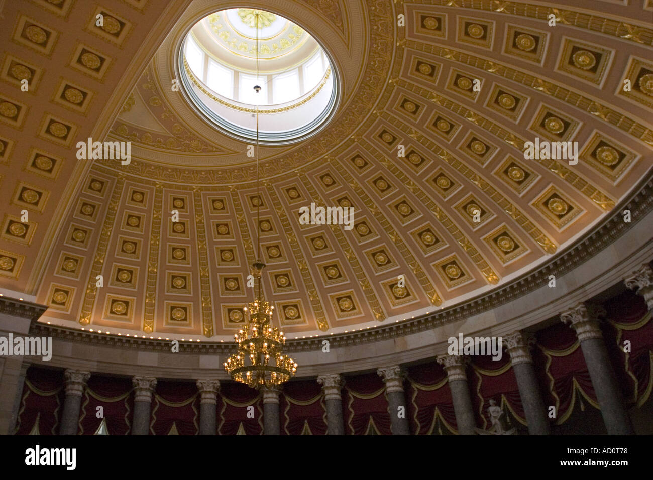 Dome and Chandelier National Statuary Hall US Capitol Building Stock