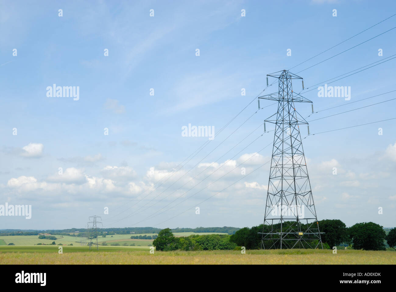 Power cable carrying pylon in the english countryside Stock Photo - Alamy