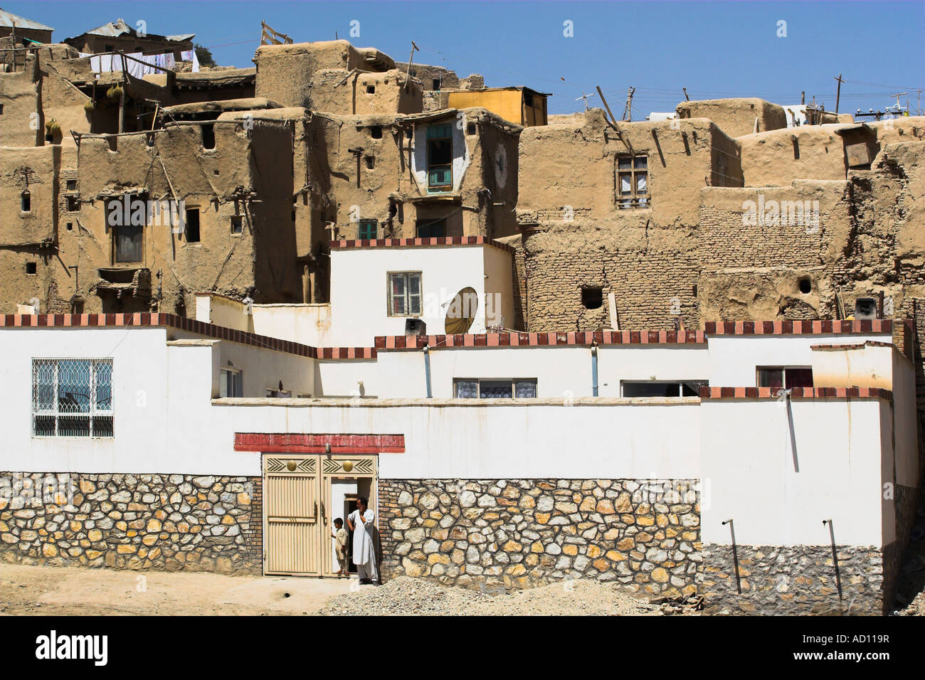 Afghanistan, Ghazni, Houses inside ancient walls of Citadel Stock Photo