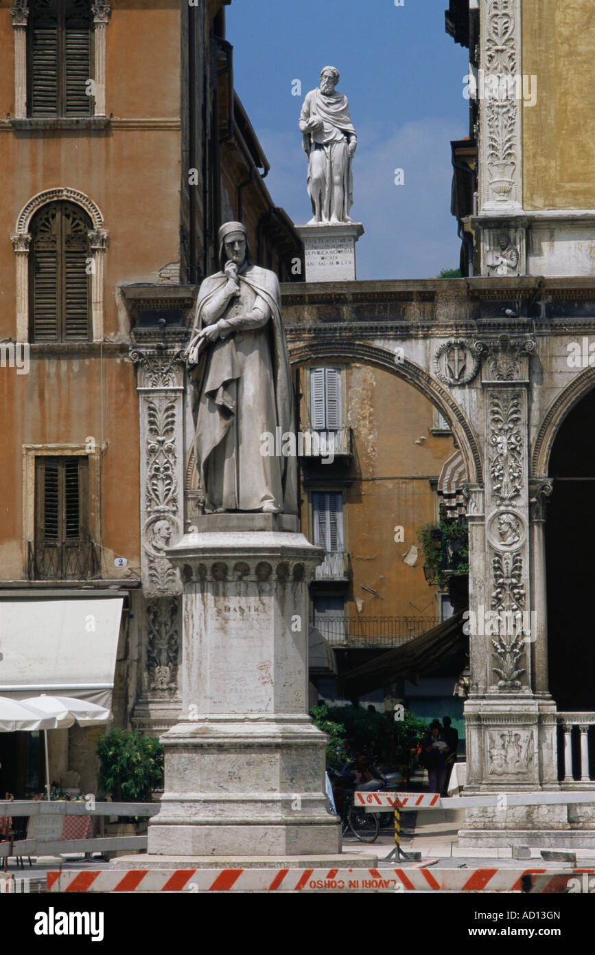 Dante Statue Piazza dei Signori Verona Veneto Italy Stock Photo