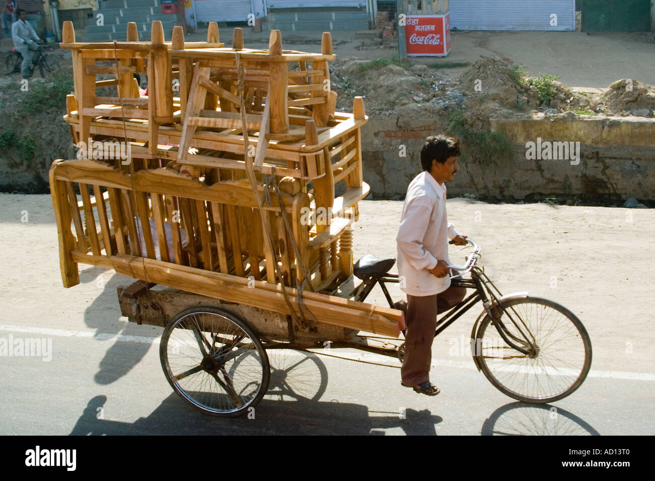 Horizontal aerial view of a typical Indian streetscene with an Indian ...