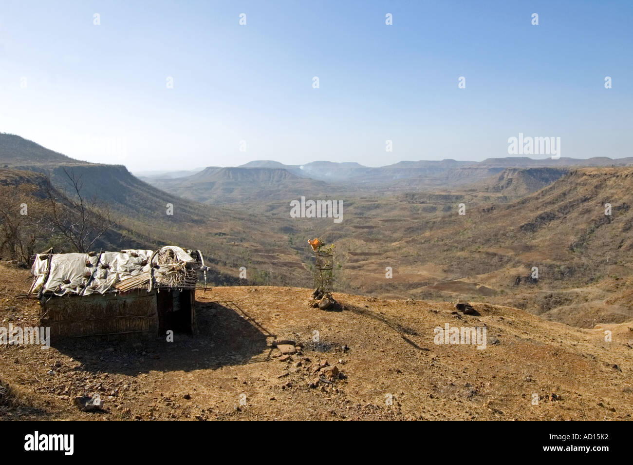Horizontal wide angle landscape of the Vindhya mountain range and 