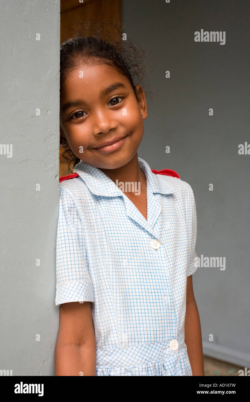 Creole Girl, La Passe, La Digue Island, Seychelles Stock Photo
