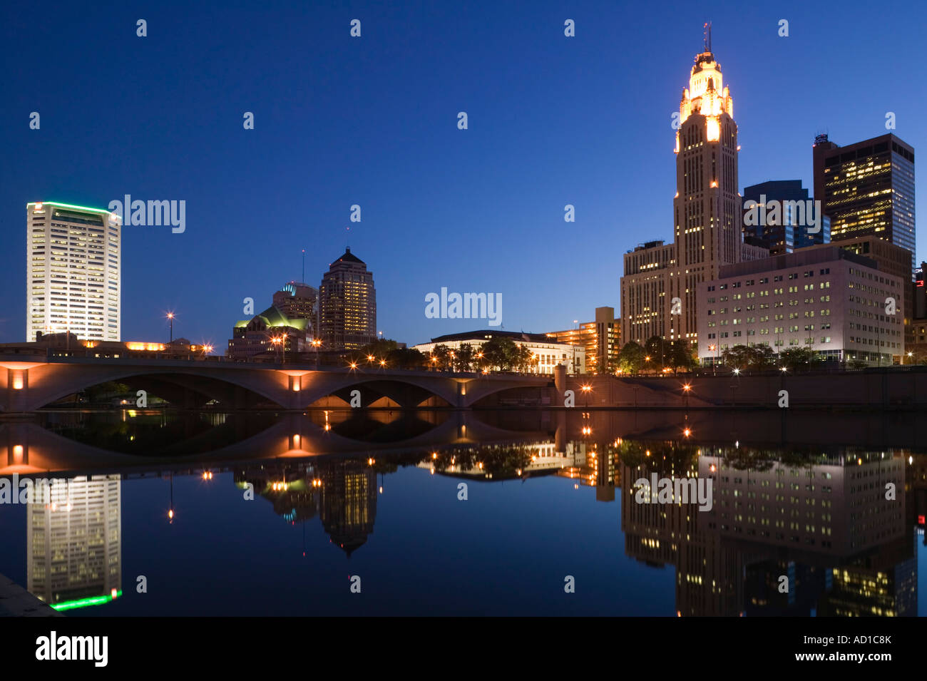 Columbus & Scioto River, Ohio, USA Stock Photo