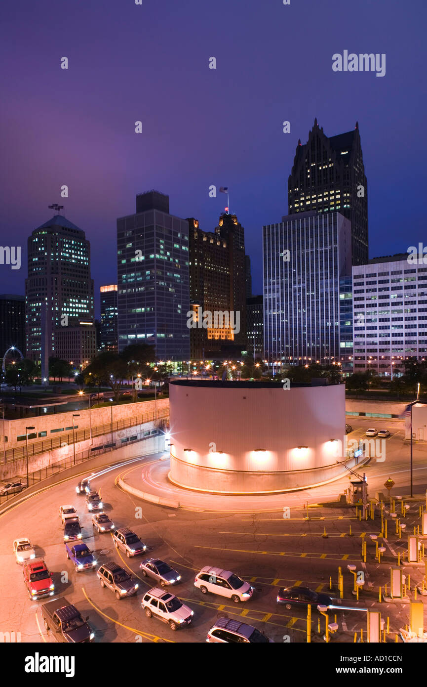 City Skyline & entrance to DetroitWindsor tunnel, Detroit, Michigan