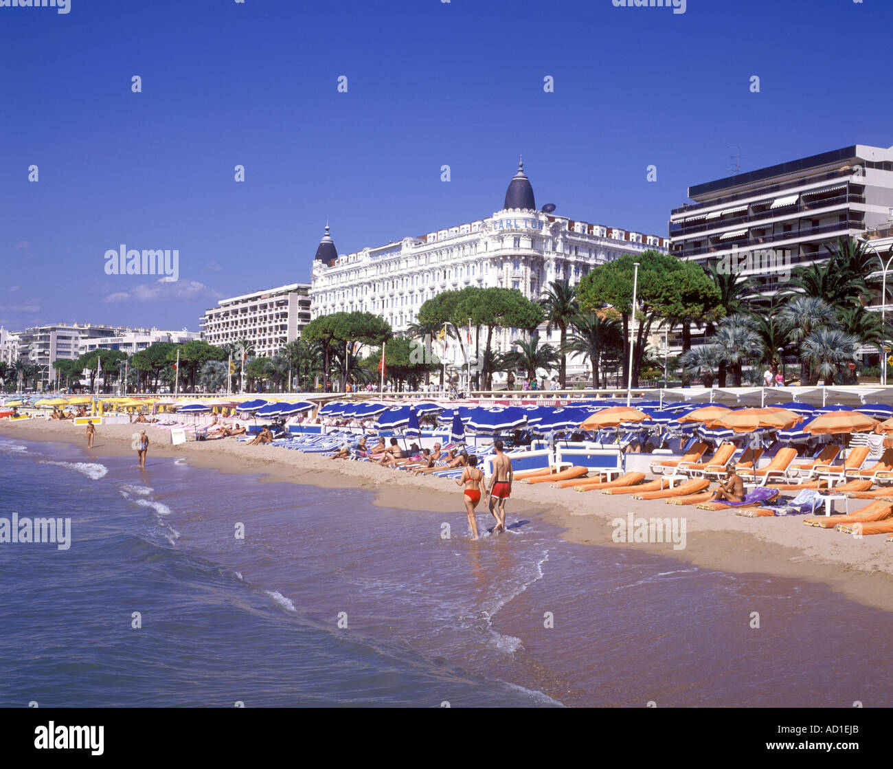 Cannes, View of La Croisette Beach overlooked by the world famous ...