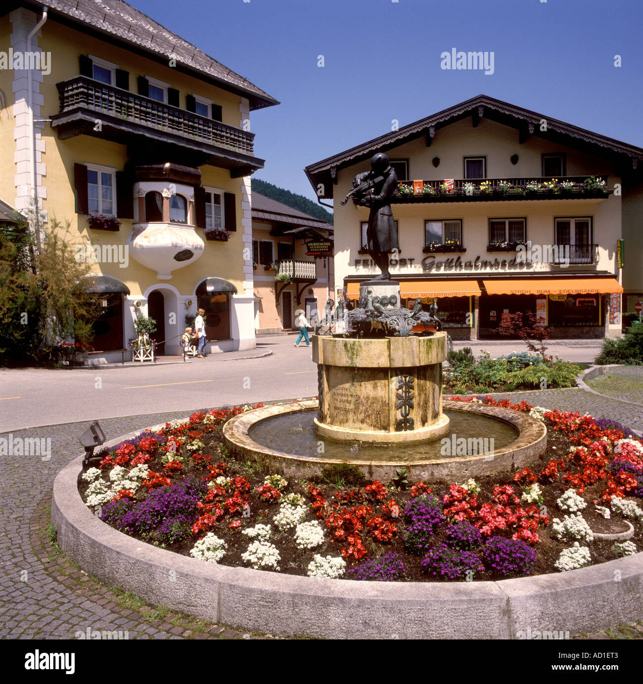 Austria Salzkammergut St Gilgen Colourful Village Centre Stock
