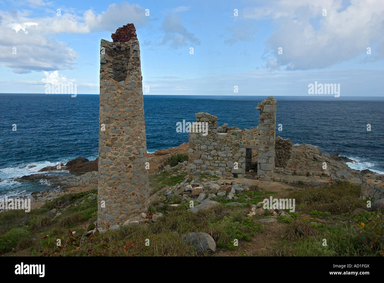 British Virgin Islands BVI, light house, ruined, excursion, summer, holiday, vacation Stock Photo