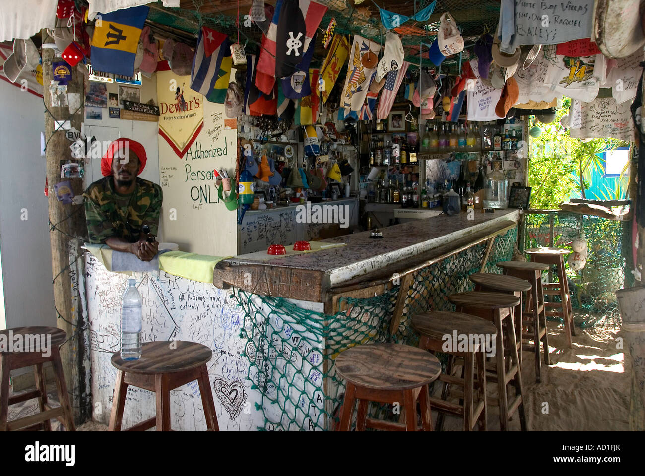 Bar in Jost Van Dyke, BVI, British Virgin Islands, typical, local bar, reggae, vacation, holiday, summer Stock Photo
