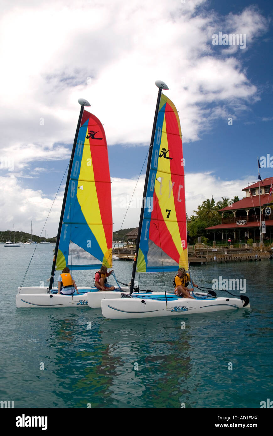 sailing hobby cat catamaran Bitter End marina Virgin Gorda BVI British