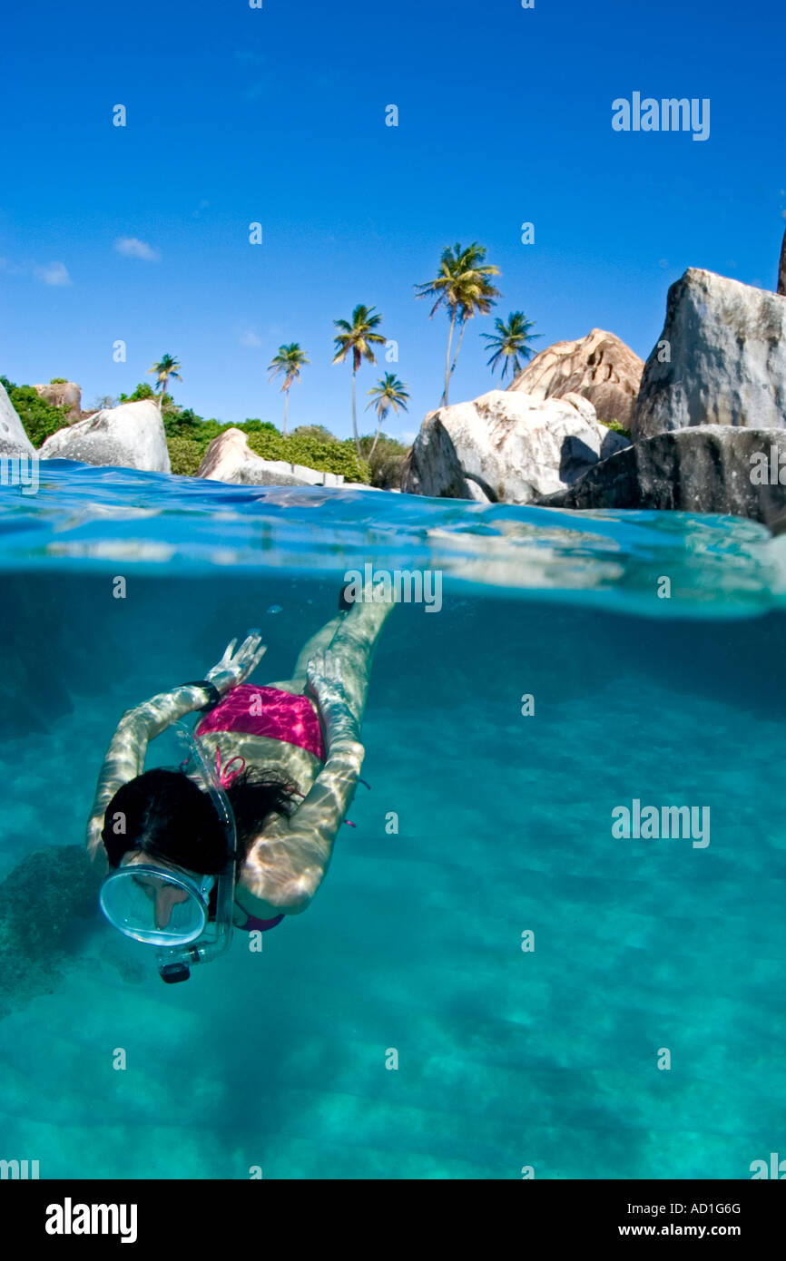 Snorkeler At Baths Beach Virgin Gorda Bvi British Virgin Islands Snorkel Paradise Tropical 0246