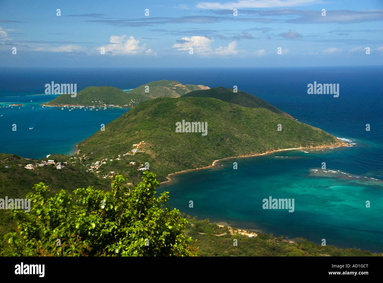 Virgin Gorda BVI, British Virgin Islands, awesome view, blue ocean, sea, mountain, beach, paradise, Caribbean, Stock Photo