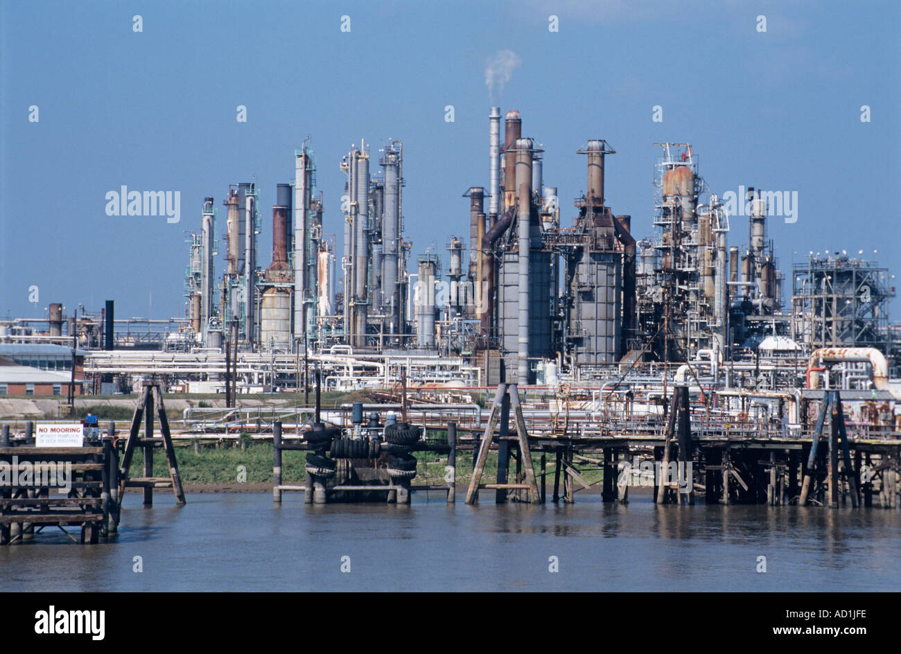 Oil refinery on the Mississippi river at New Orleans Stock Photo
