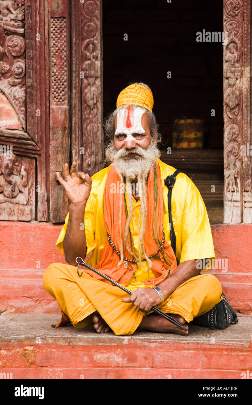 Sadhu Covered With Traditional Ash And Body Paint At Pashupatinath Temple Kathmandu Valley Nepal