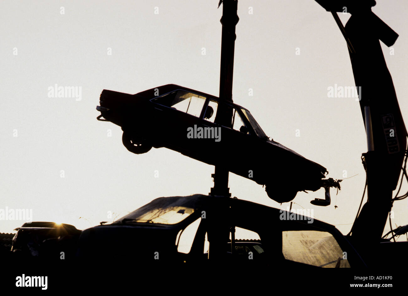 Car recycling yard, Opladen near Cologne, North Rhine Westphalia, Germany. Stock Photo