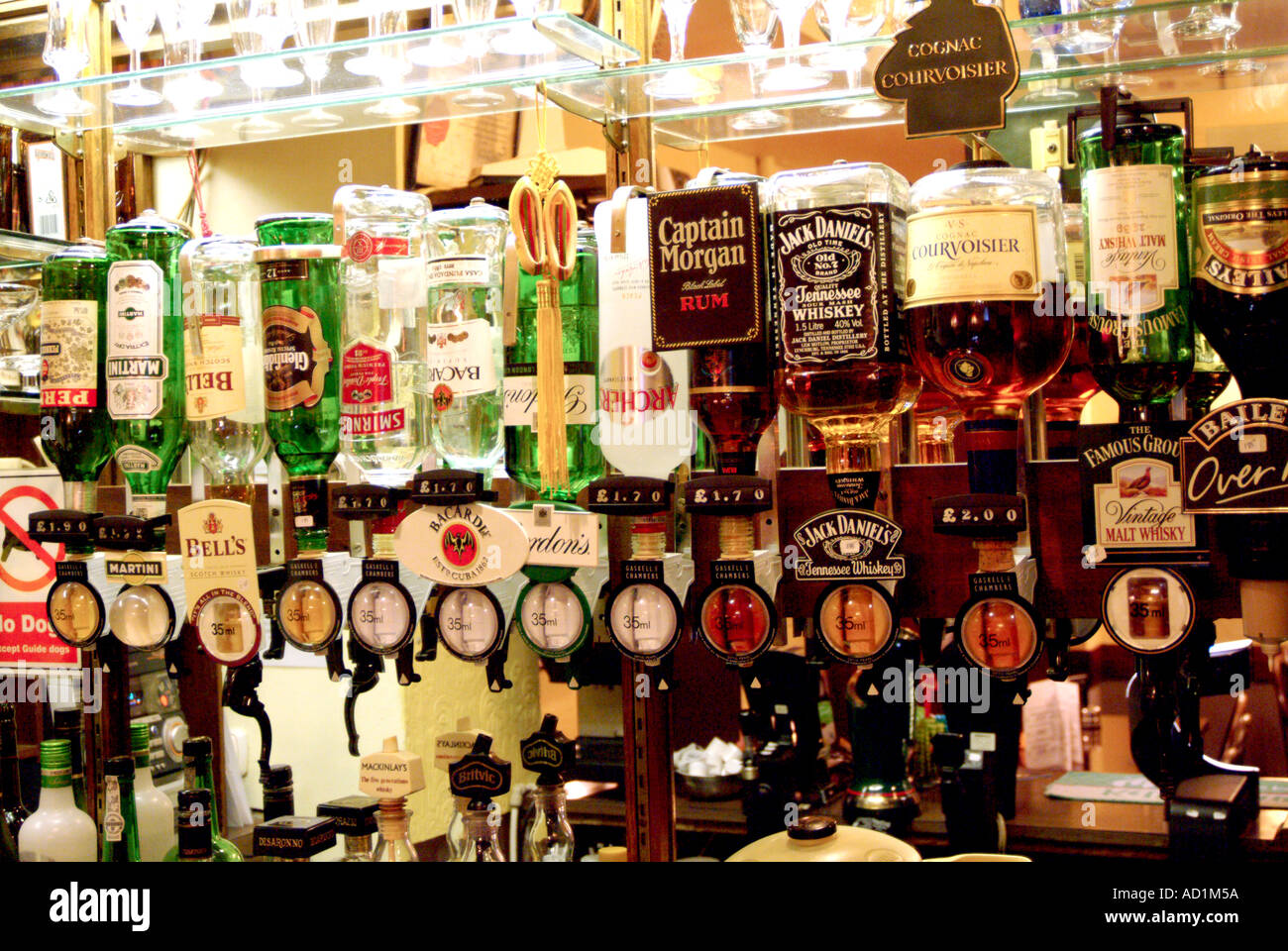 Optics in a pub bar Stock Photo Alamy