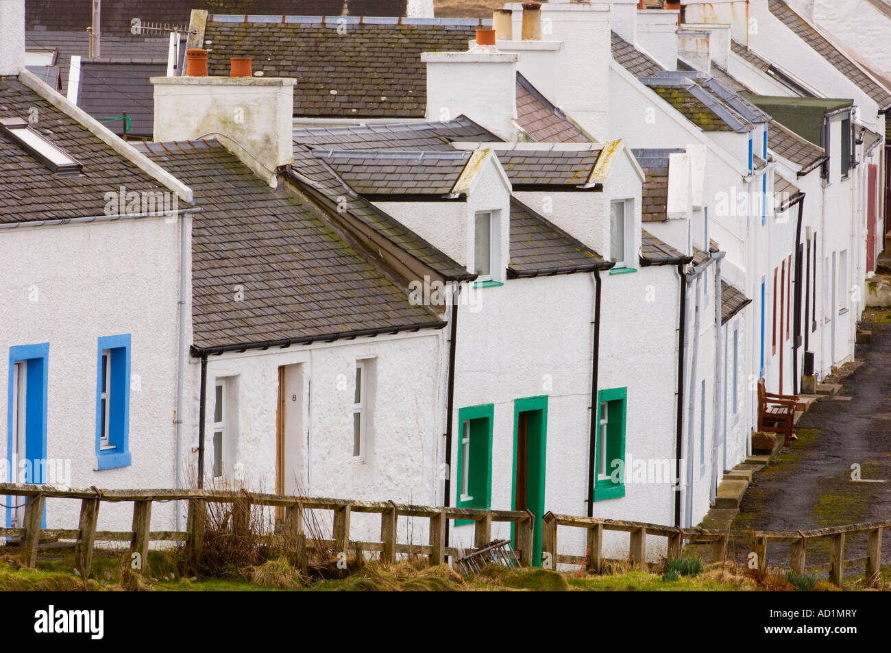 Portnahaven harbour houses Islay Scotland Stock Photo Alamy