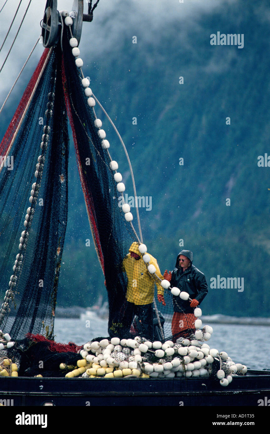 Sein fishing for Chum salmon in Hidden Falls southeast Alaska Stock Photo