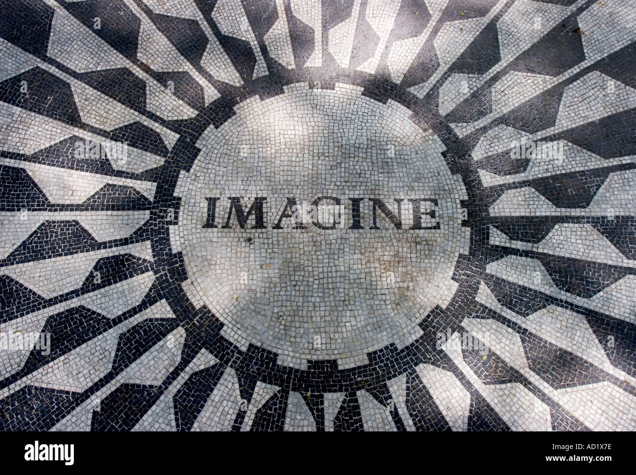 John Lennon Memorial at Strawberry Fields Central Park New York Stock Photo