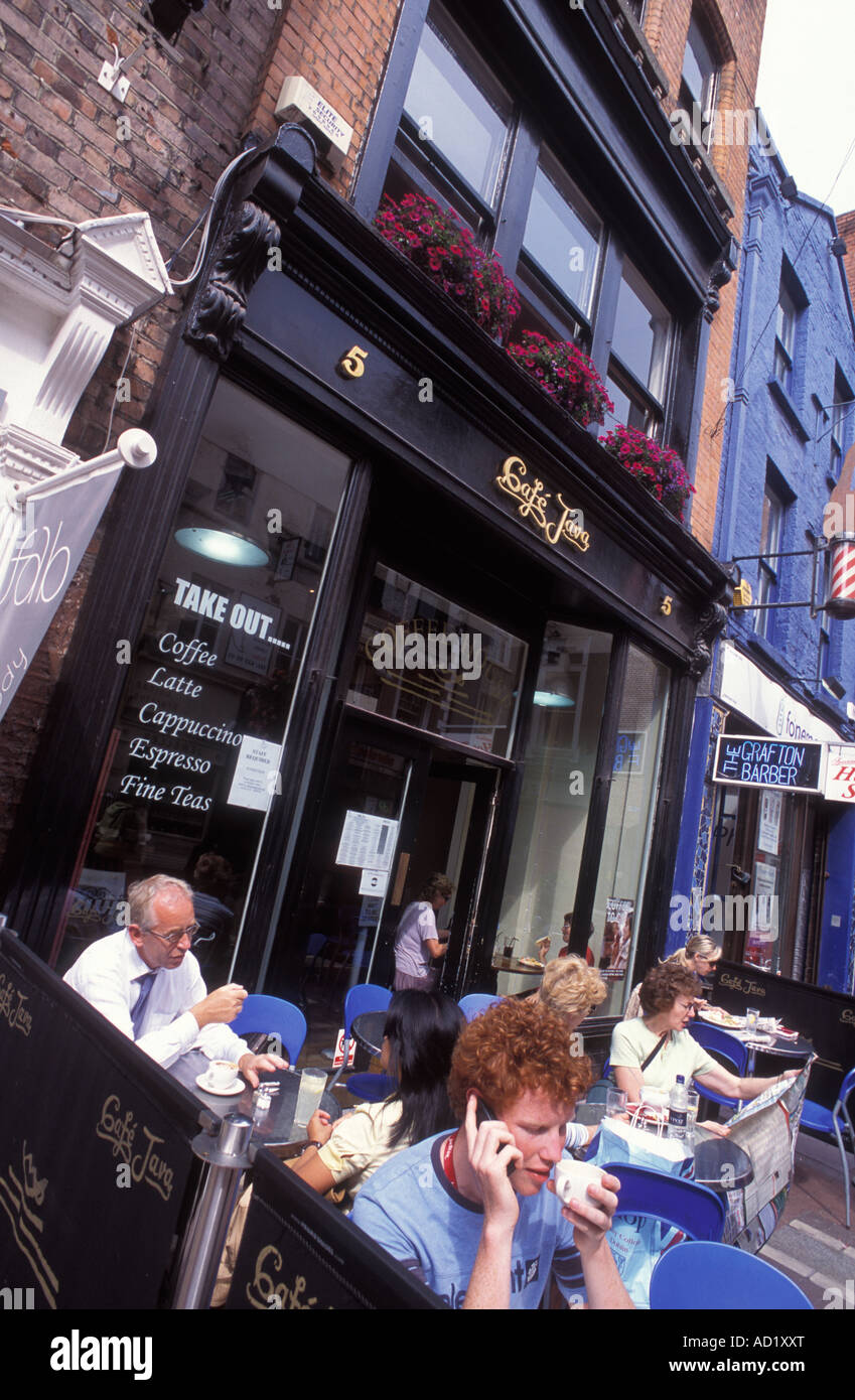 People sitting at the terrace of Java Cafe in Dublin Ireland Stock Photo