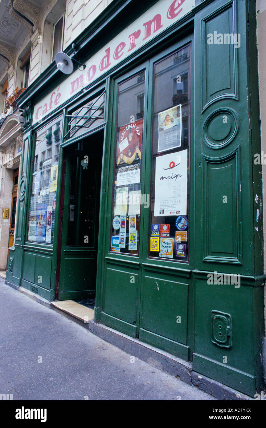 Exterior of Cafe Moderne 19 Rue Keller Rue Keller is a trendy shopping  street in the bastille area of the city Stock Photo - Alamy