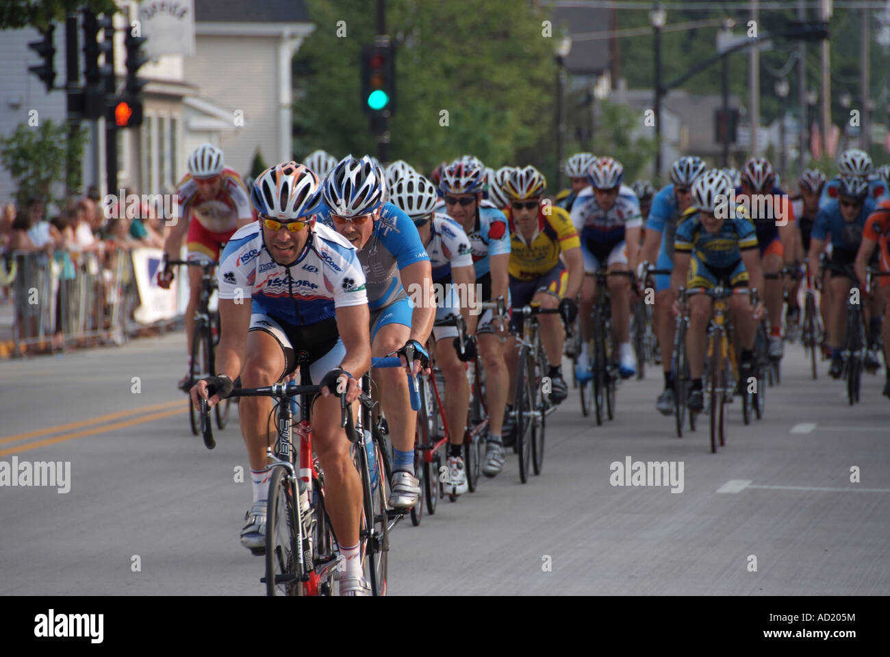 Professional bicyclists competing in race Stock Photo