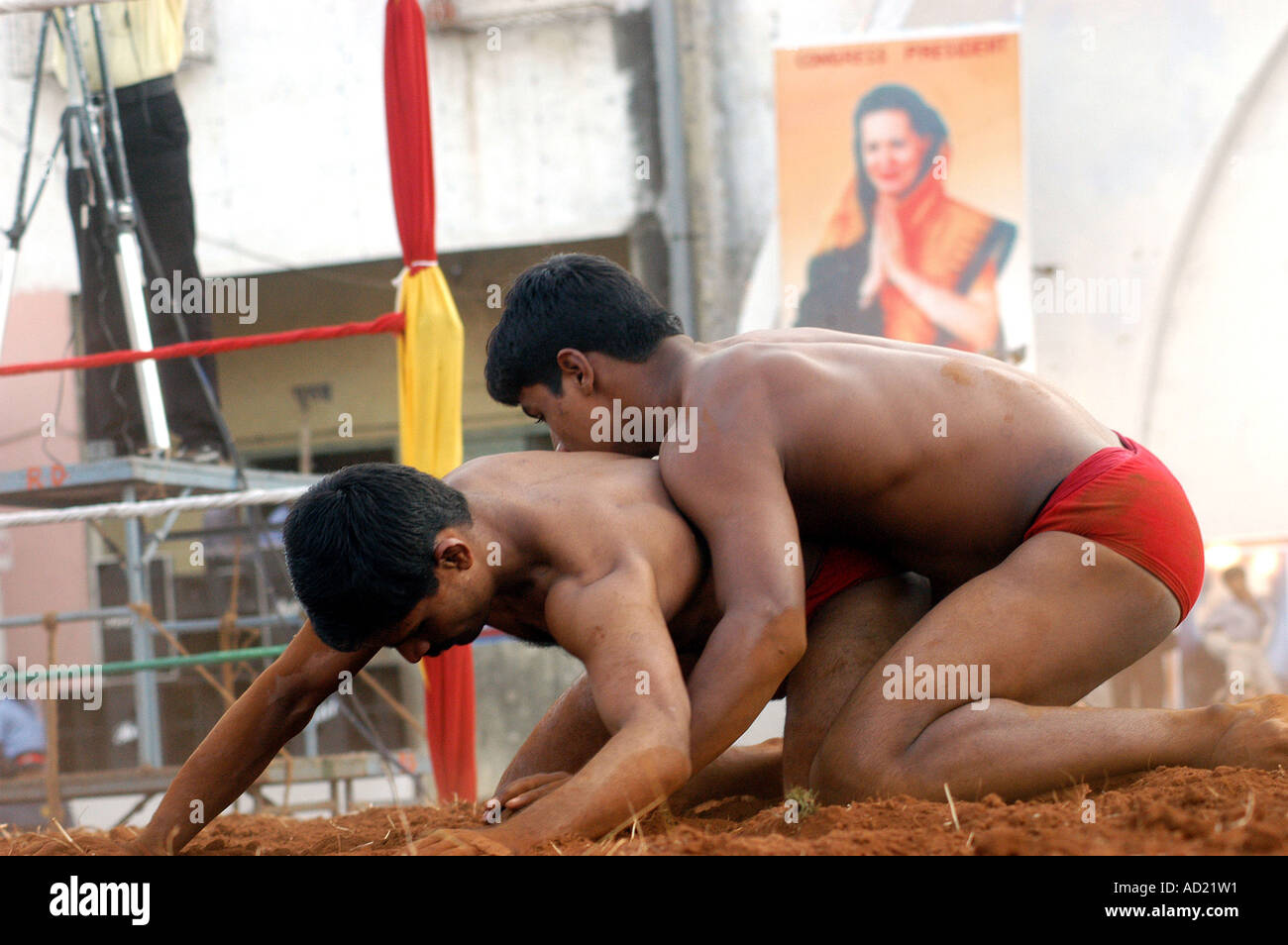 ASB73106 Two men grappling in wrestling sport Stock Photo