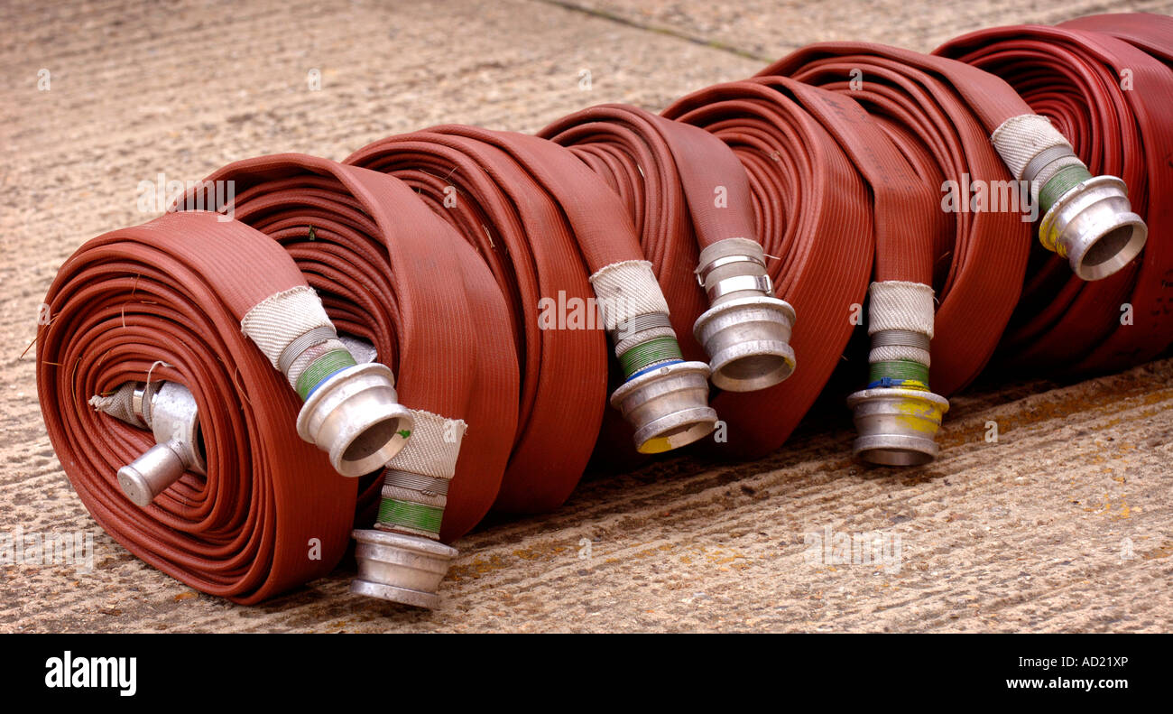 Fire hoses coiled up ready to go back on a fire engine. Picture by Jim
