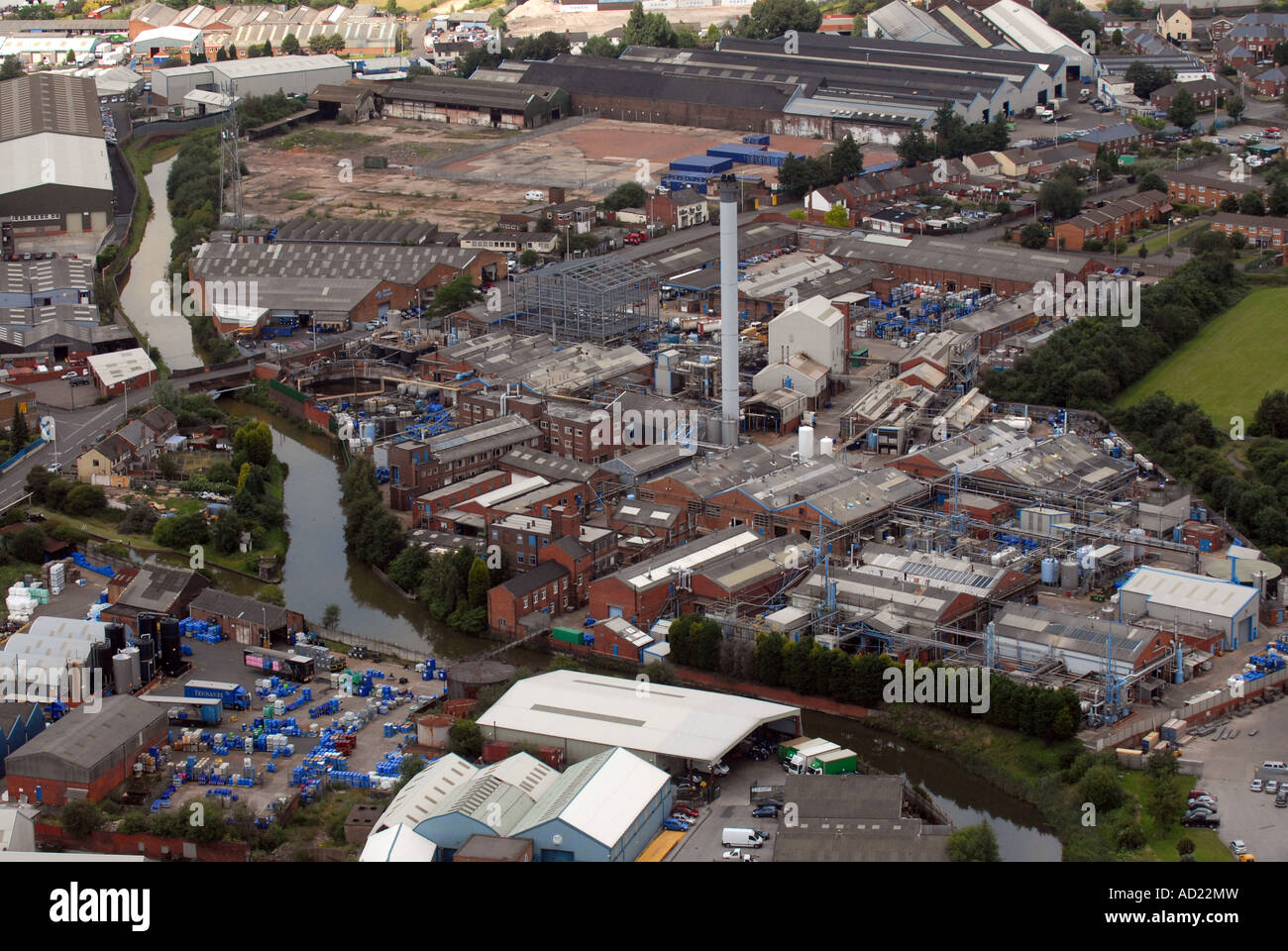 Tennants Chemical Distribution centre B70 0AX in Ryders Green Road West Bromwich The site straddles the Wednesbury Old Canal Stock Photo