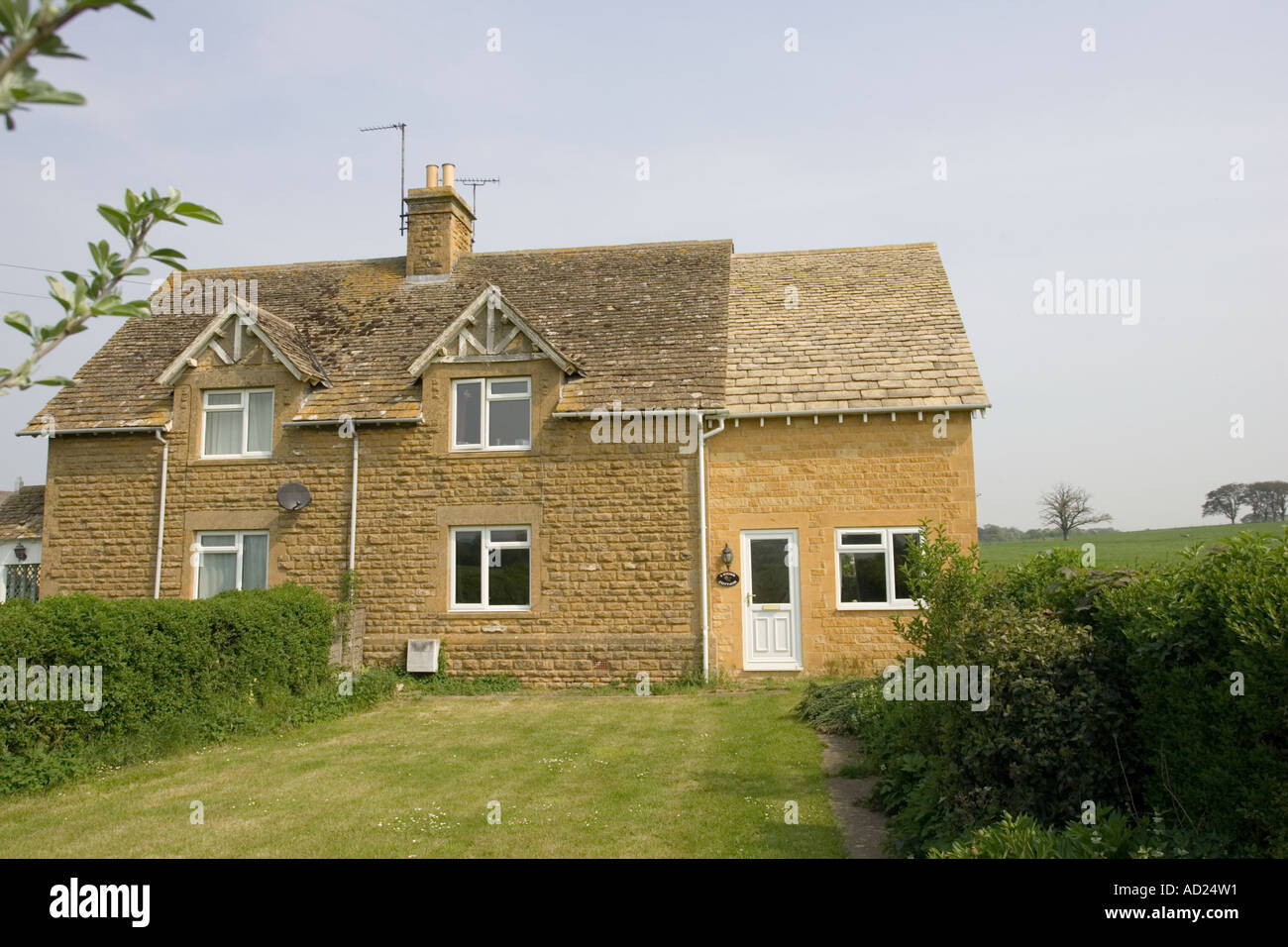 Newly constructed well designed attractive extension to small semi detached house in Cotswolds Stock Photo