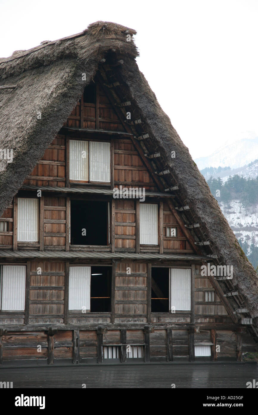 Traditional thatched farmhouse at Shirakawa-go in Gifu, Japan Stock Photo